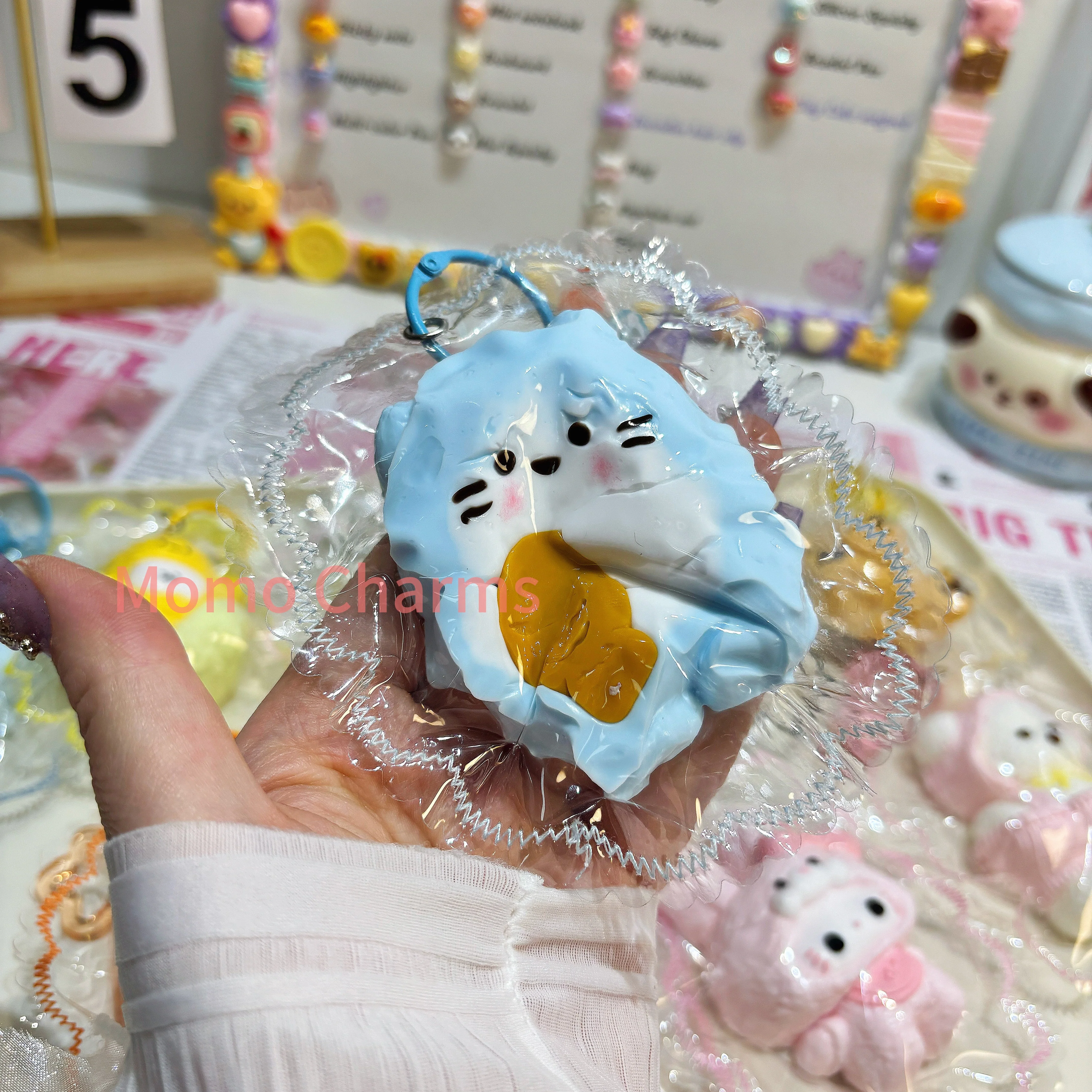 Blue Cat with Fish Taba Squishy Toy - Image 3
