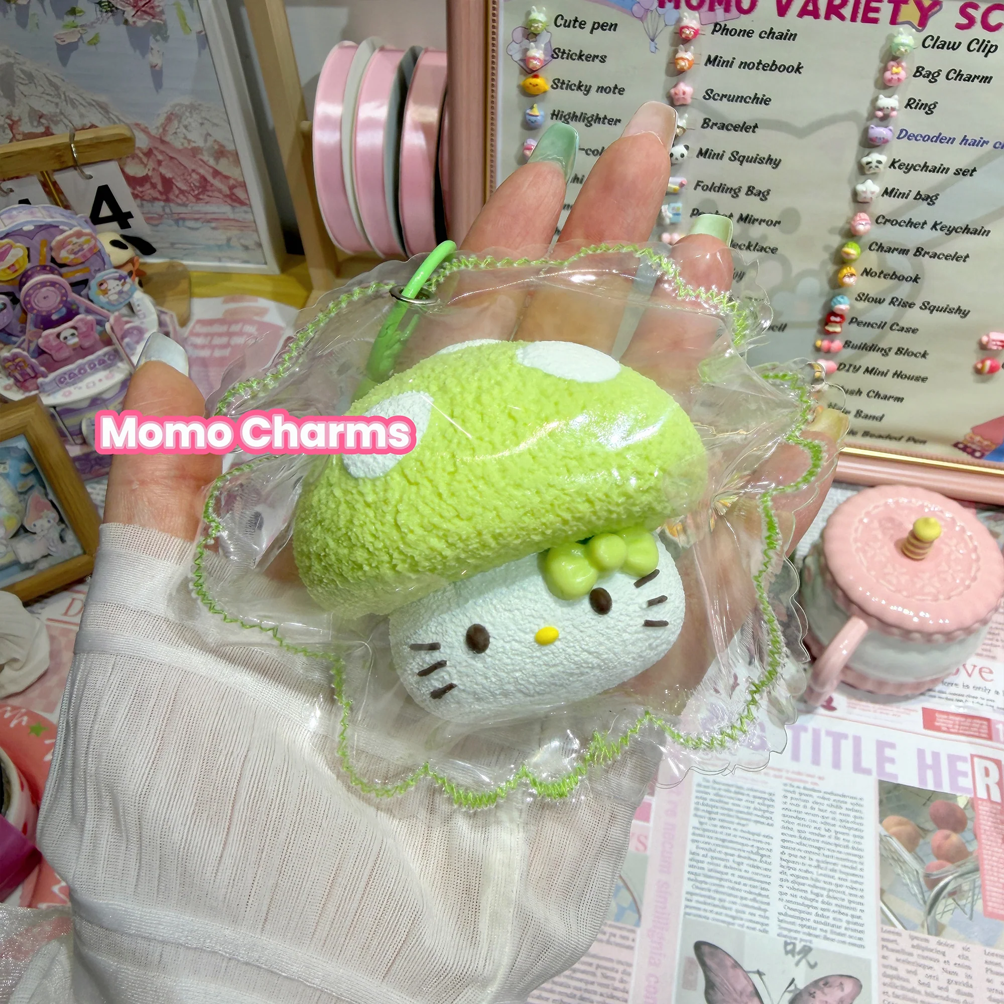 Green Mushroom Cat Silicone Taba Squishy Toy