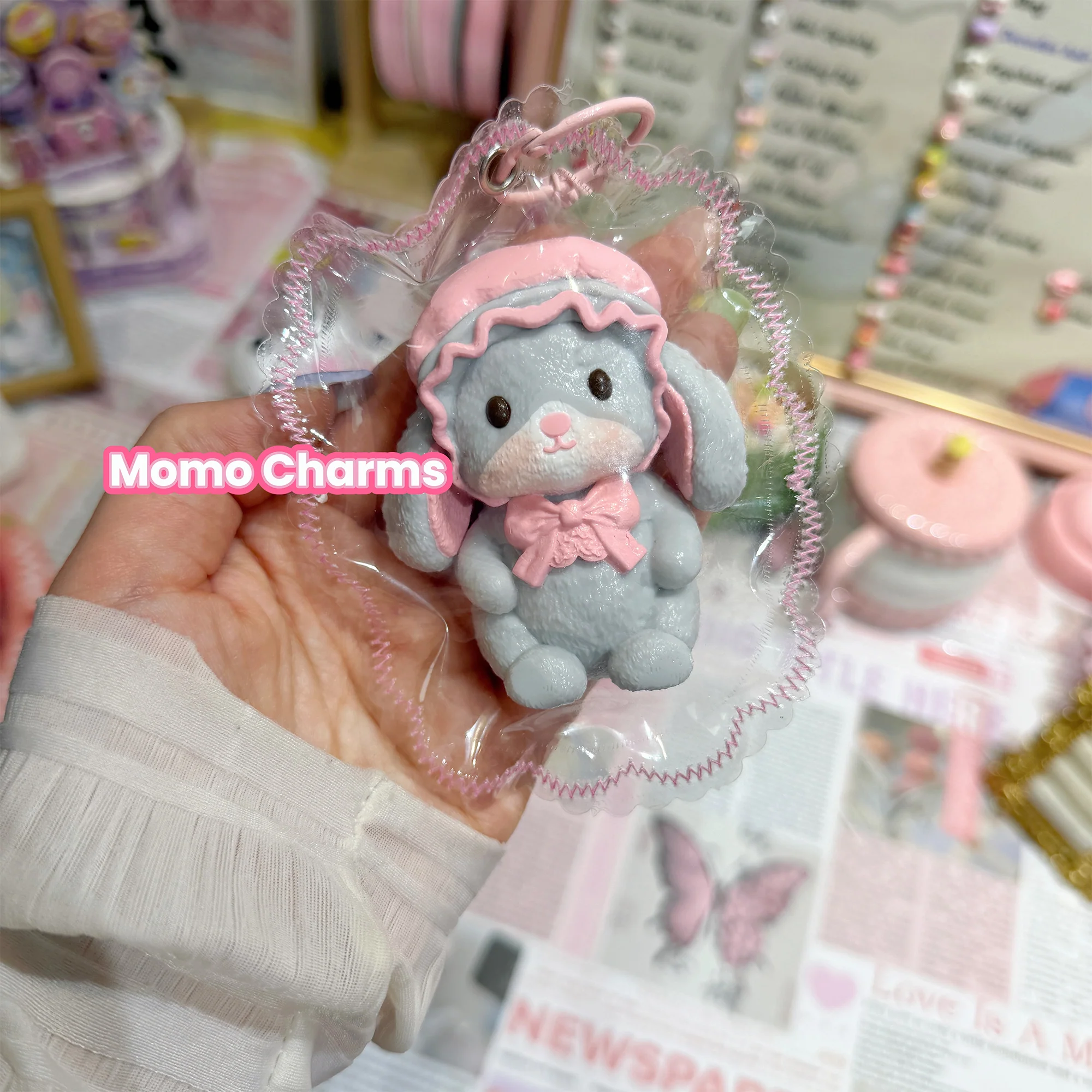 Grey Bunny with Hat Silicone Taba Squishy Toy