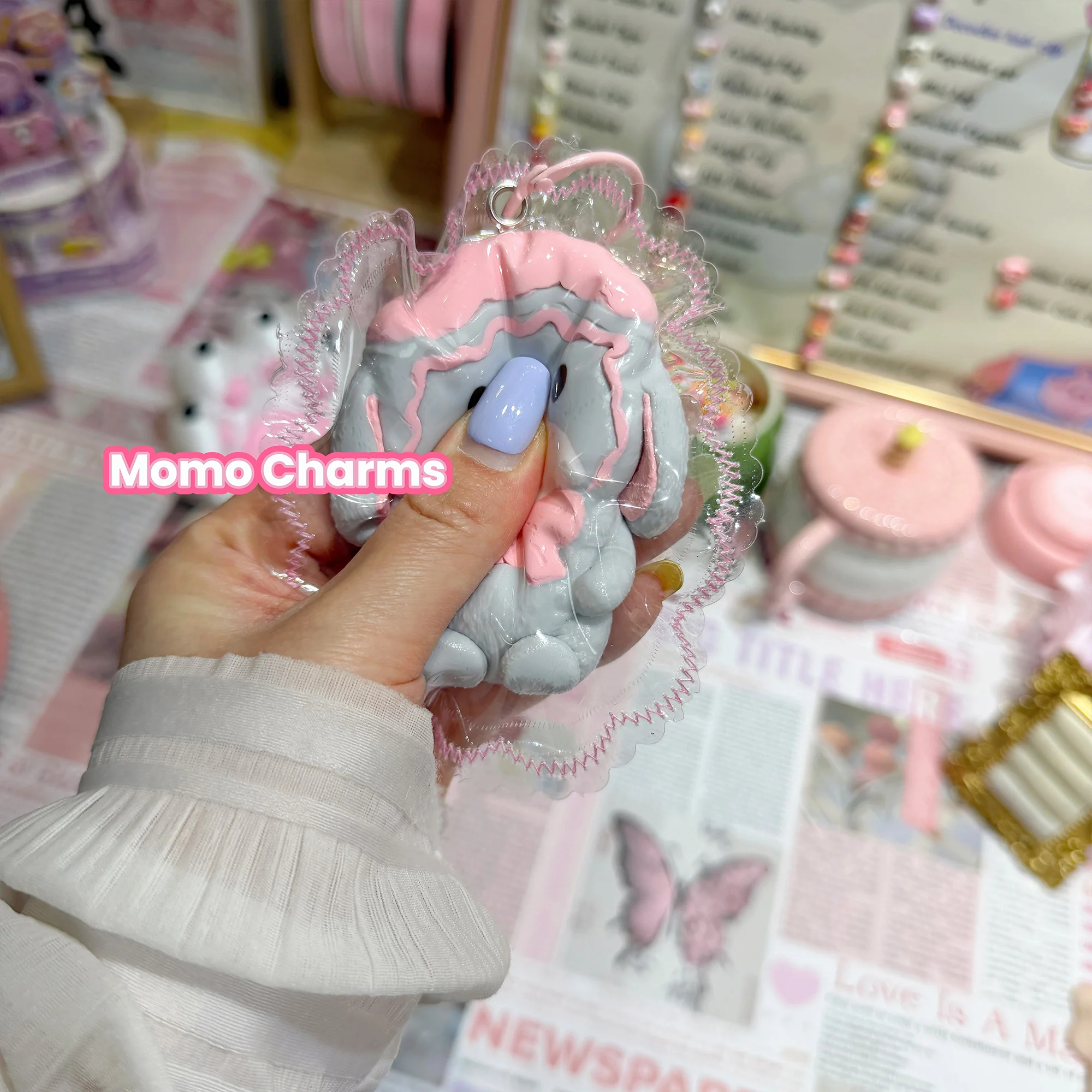 Grey Bunny with Hat Silicone Taba Squishy Toy - Image 2
